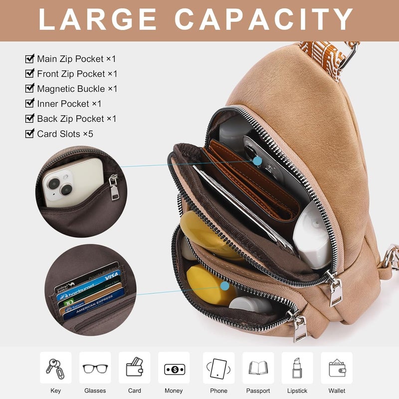 CLUCI Small Sling Bag for Women, Vegan Leather Fanny Pack Crossbody Bags for Women, Unique Birthday Gifts - Image 3